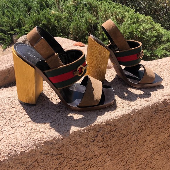 Sexy GUCCI Sandals stacked heel - Picture 1 of 6
